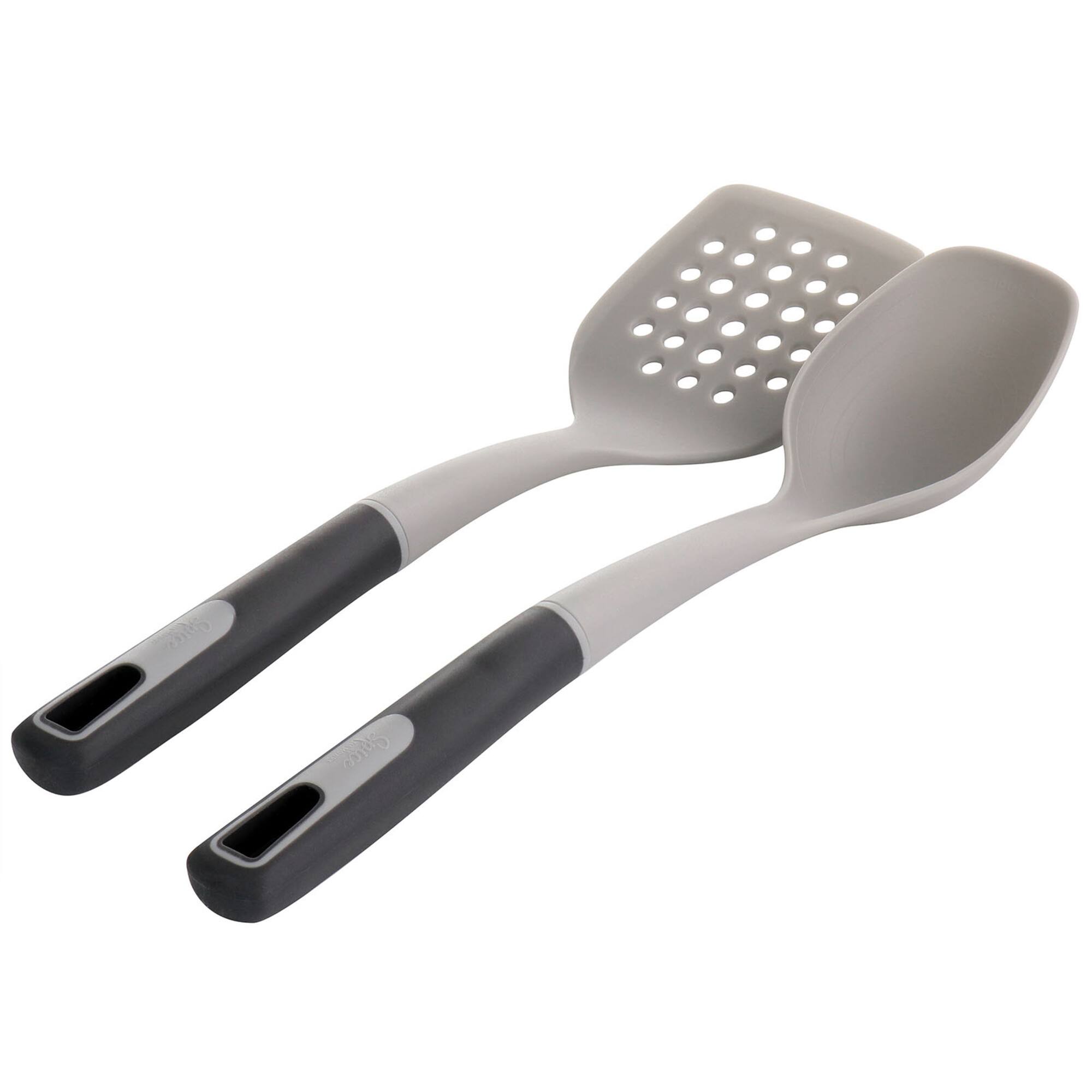 Spice by Tia Mowry Savory Saffron Gray 7 Piece Ceramic Nonstick Aluminum Cookware Set with Nylon Utensils